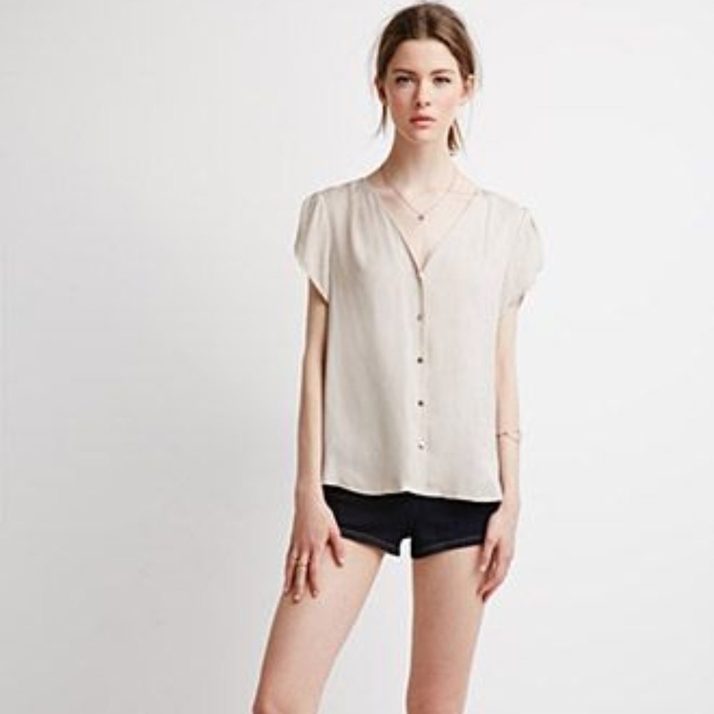 Forever 21 Contemporary Dotted Tulip-Sleeve Blouse